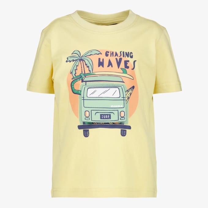 Unsigned jongens T-shirt met busje geel - Maat 98/104