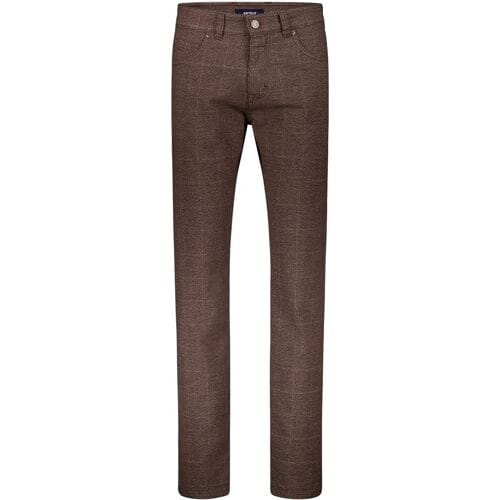 Gardeur Broek Bill Wool-Look Soft Touch Check Bruin / male