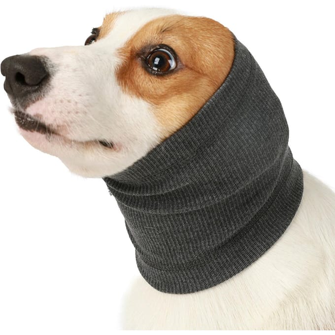 Cache-oreilles cache-cou pour chien, pour le toilettage du bruit, l'anxiété, apaisant Large gris