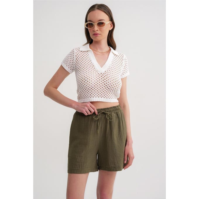 Hoogwaardige Geweven Katoenen Shorts