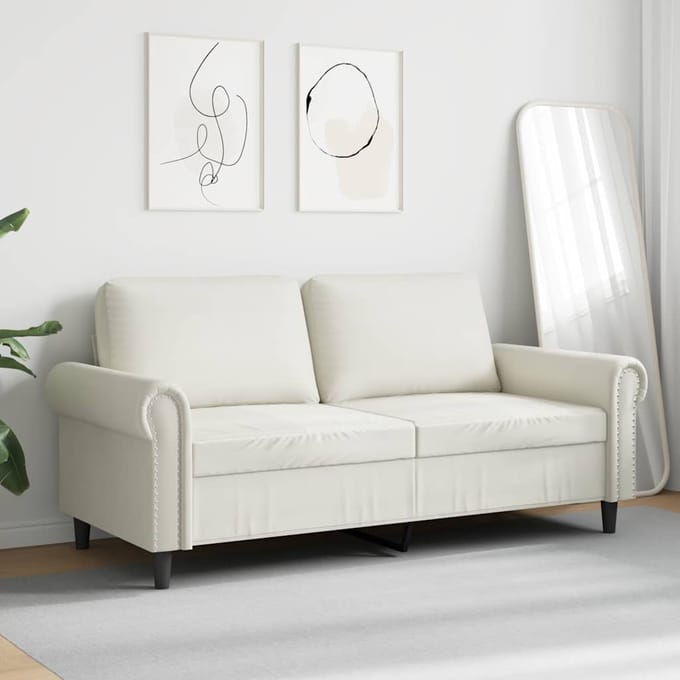vidaXL - Tweezitsbank - 140 - cm - fluweel - crèmekleurig