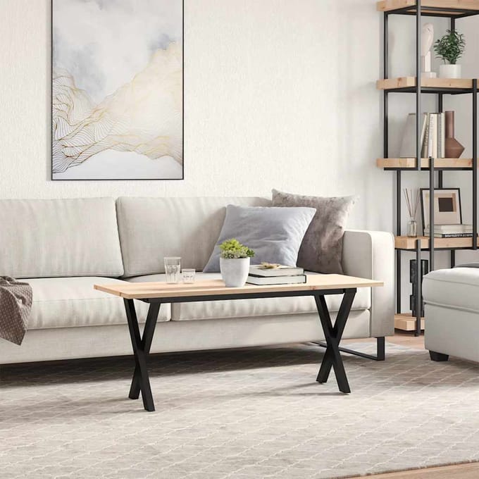 vidaXL - Salontafel - X-frame - 110x40x45 - cm - massief - grenenhout - en - staal
