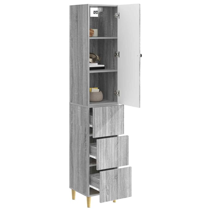 vidaXL - Kast - Set - 2 - st - Grijs - Sonoma - Bewerkt - hout
