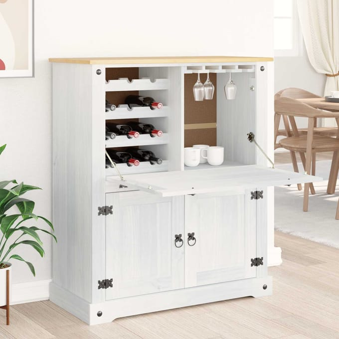 vidaXL - Wijnkast - Wit - 97 - x - 45 - x - 114 - cm - Massief - grenenhout