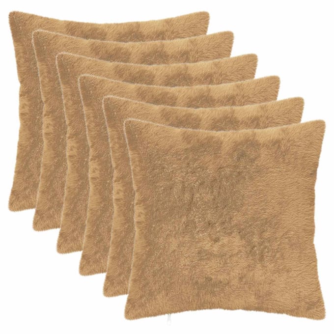 vidaXL - Kussensloop - 6 - st - HEERLEN - Taupe - 30 - x - 30 - cm - Nep - Konijnenbont