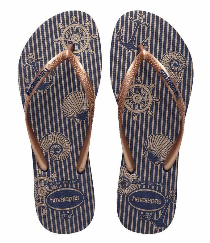 HAVAIANAS SLIM NAUTICAL Navy blue rose gold white -35-36
