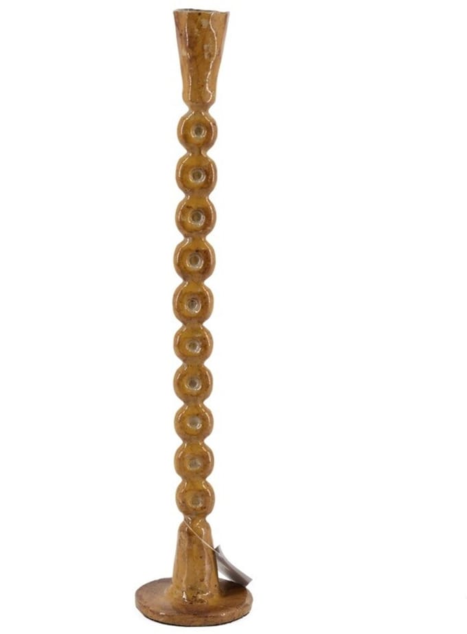 Metalen kaarsenstandaard orbs mustard