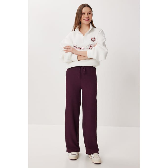 Hoge Taille Geweven Wijde Broek