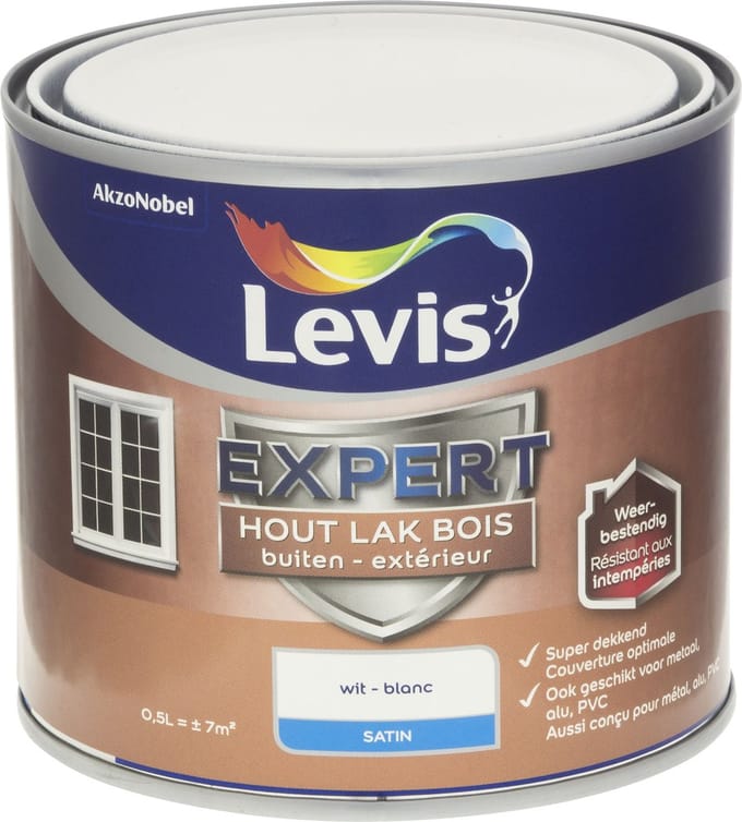 Levis - Expert Hout Lak Buiten Satin - Wit - 0,5 L