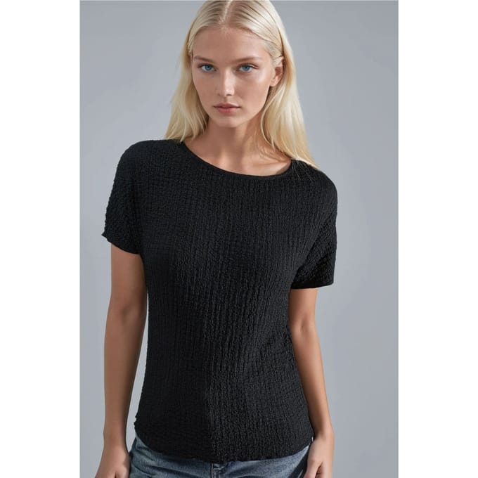 Gestructureerde Crew Neck Blouse