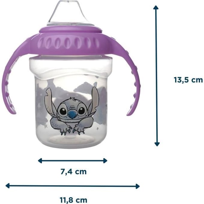 Mok met handvatten - THERMOBABY - 250 ml - Siliconen schenktuit - Lilo & Stitch