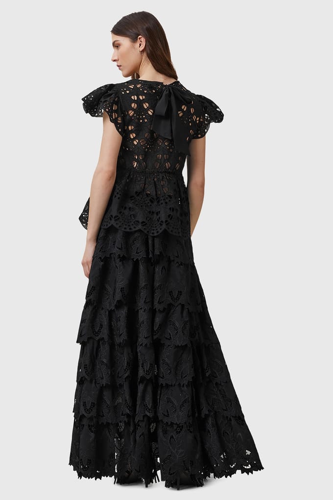AllSaints Cavarly Emb Skirt Black Größe: 2 | Maxiröcke Outlet | Damen | Schwarz