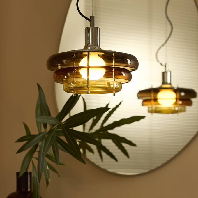 MARKET SET Hanglamp Sunset Ø 28 cm, amber, glas, E27