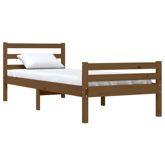 vidaXL - Bedframe - massief - hout - honingbruin - 75x190 - cm