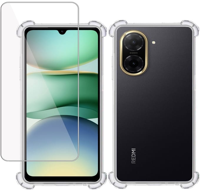 TechNow Hoesje + Screenprotector geschikt voor Xiaomi Redmi A5 4G Hoesje Screenprotector - Tempered Glass - Extreme Shock Case Transparant
