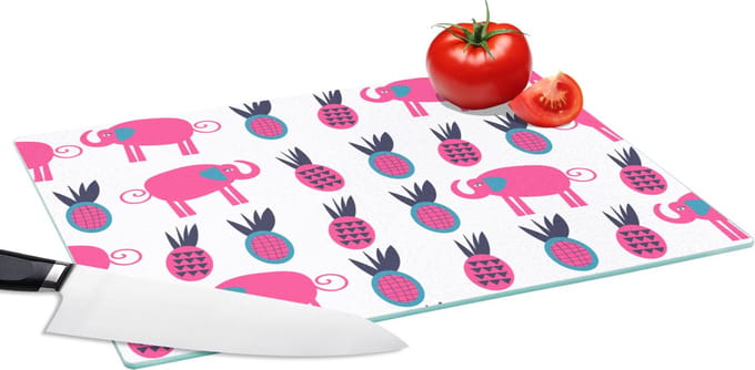 Glazen Snijplank - 39x28 - Ananas - Olifant - Design - Snijplanken Glas