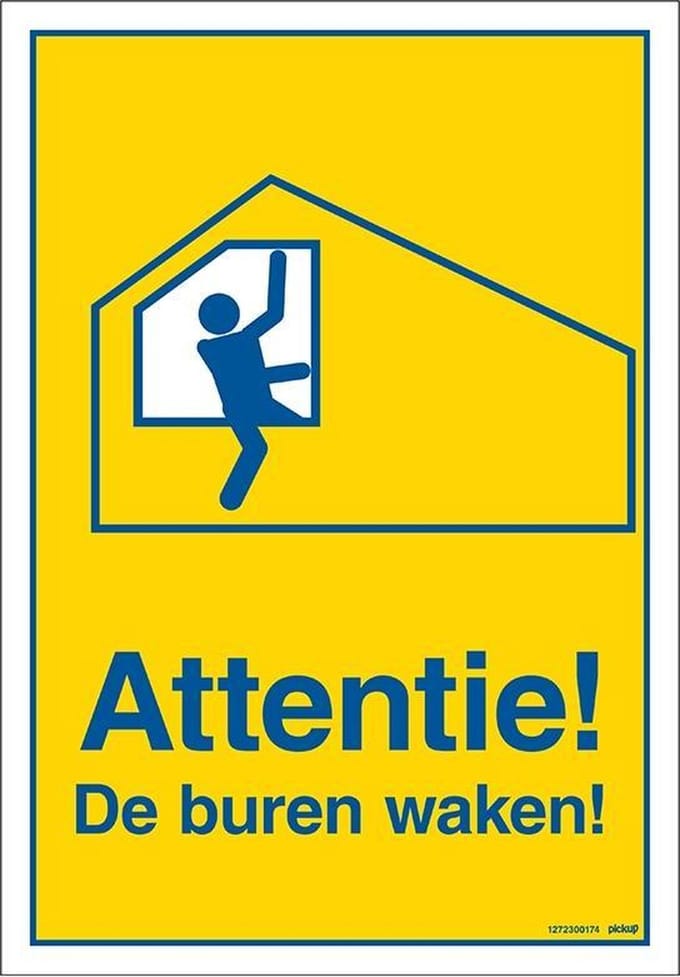 Pickup bord 23x33 cm Combinatie - Attentie De buren waken