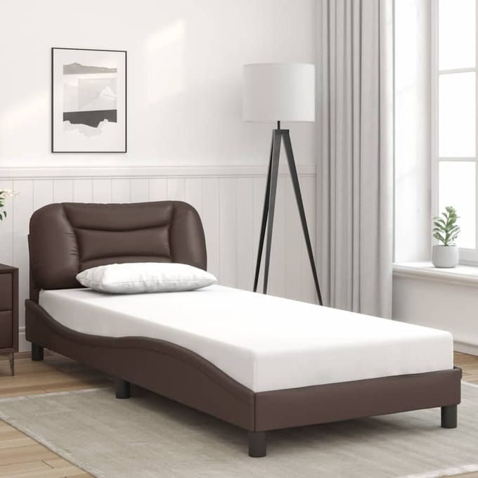 vidaXL - Bedframe - zonder - matras - "Hvar" - kunstleer - bruin - 80x200 - cm