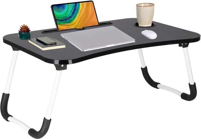 Laptoptafel | Bedtafel | Tablethouder | Laptopstandaard | 60 x 40 cm | Zwart hout