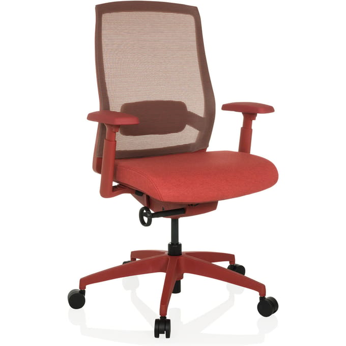 Bureaustoel / draaistoel COLORE rugleuning mesh / zitting stof rood hjh OFFICE