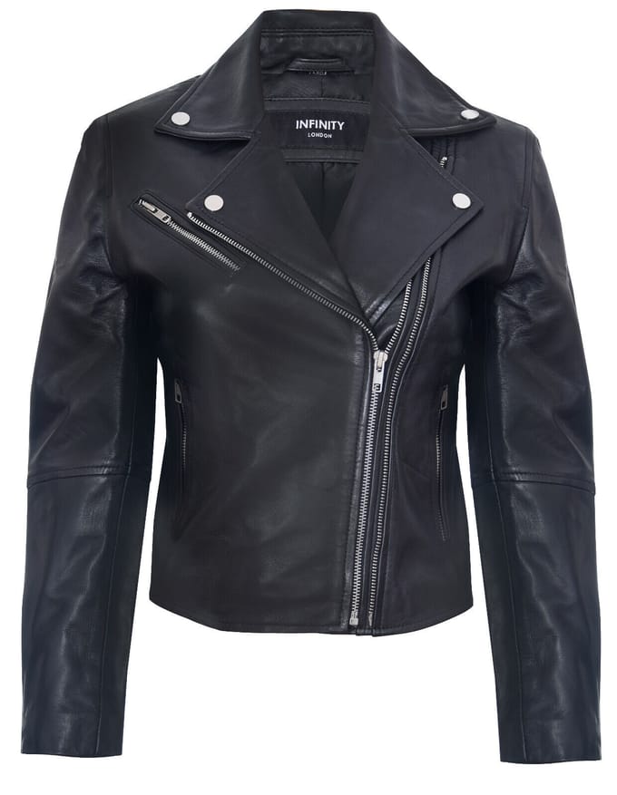 Dames leren retro bikerjack-Madeley