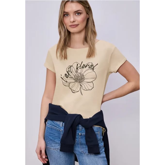 Shirt met korte mouwen en bloemen Artwork