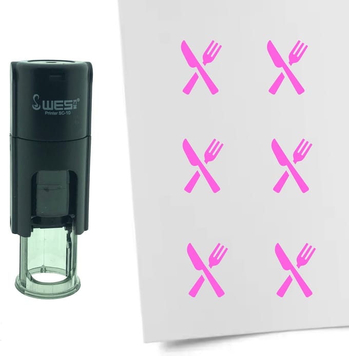 CombiCraft Stempel Bestek 10mm rond - roze inkt