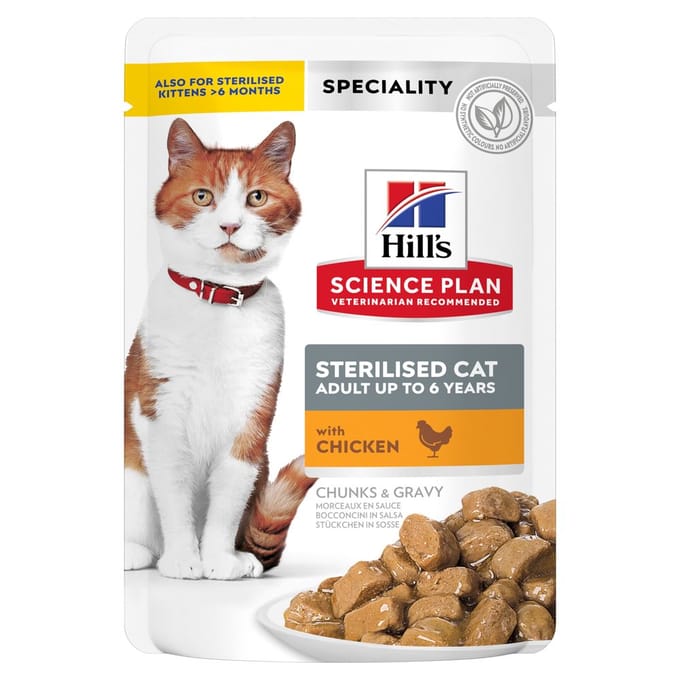 12x85g Young Adult Sterilised Cat Kip Hill's Science Plan Kattenvoer