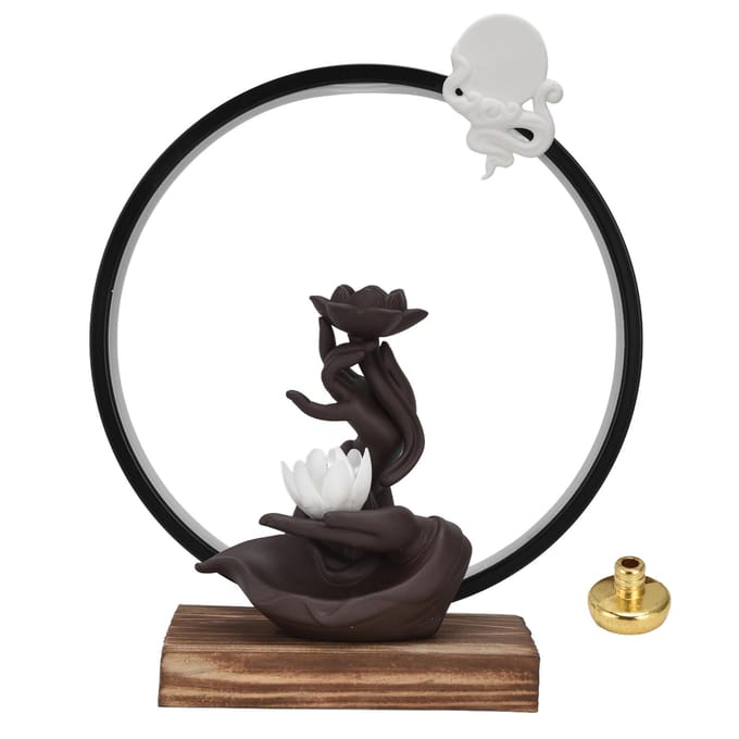 Brûleur d'encens USB à LED en forme de main de Bouddha, support d'encens décoratif pour la maison