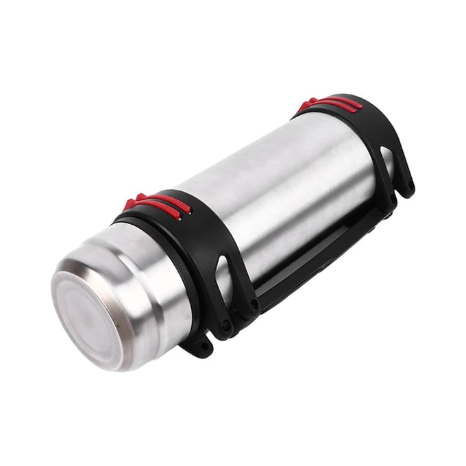 Thermosfles 2L Roestvrij Staal met 2 Deksel Druktype Lekdicht Draagbaar Handvat Water white