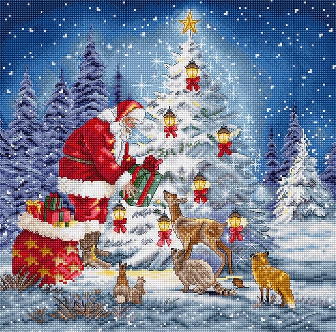 Borduurpakket LETISTITCH 8200 - SANTA - Kerstman