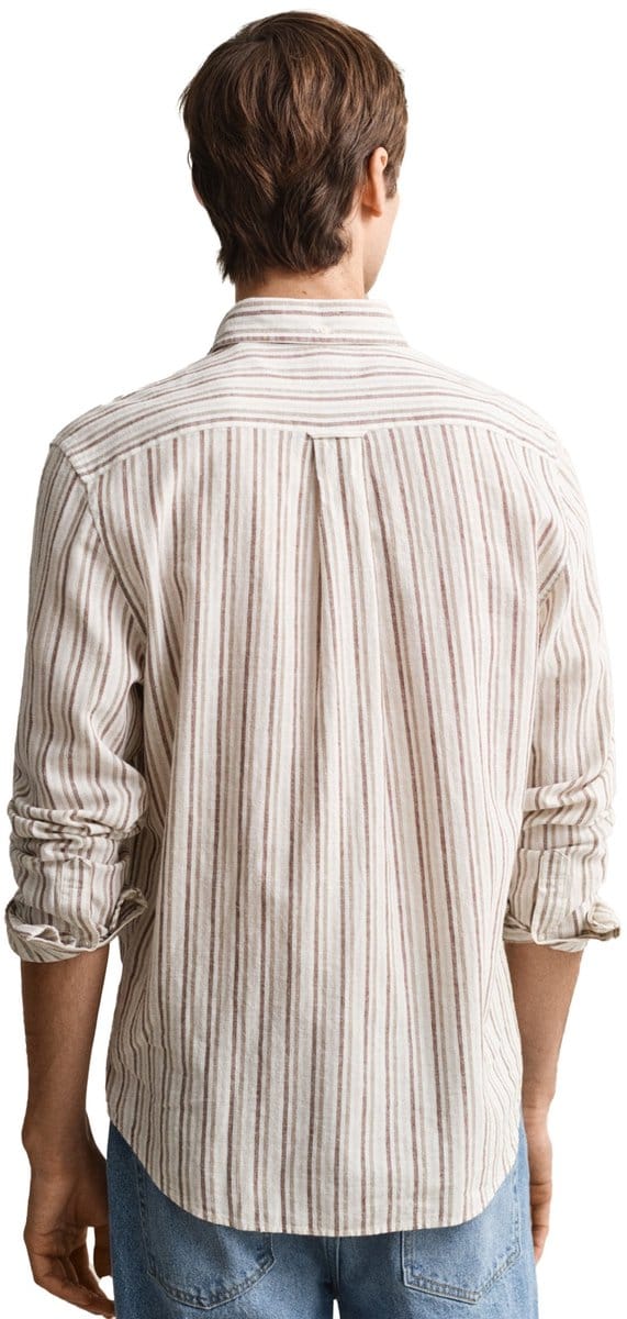 Gant overhemd beige bruine strepen normale fit