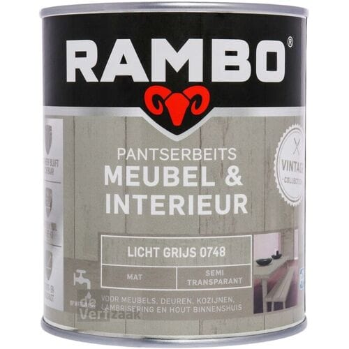 Rambo Pantserbeits Meubel&interieur Mat Licht Grijs 0748-0,75 Ltr