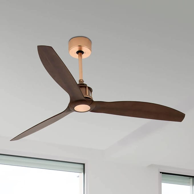 FARO BARCELONA Plafondventilator Just Fan, Ø 128 cm, koper-walnoot