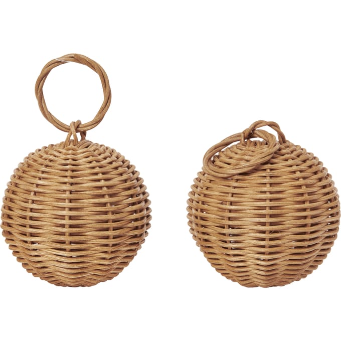 Ferm Living - Gevlochten kerstballen (set van 2) - bruin