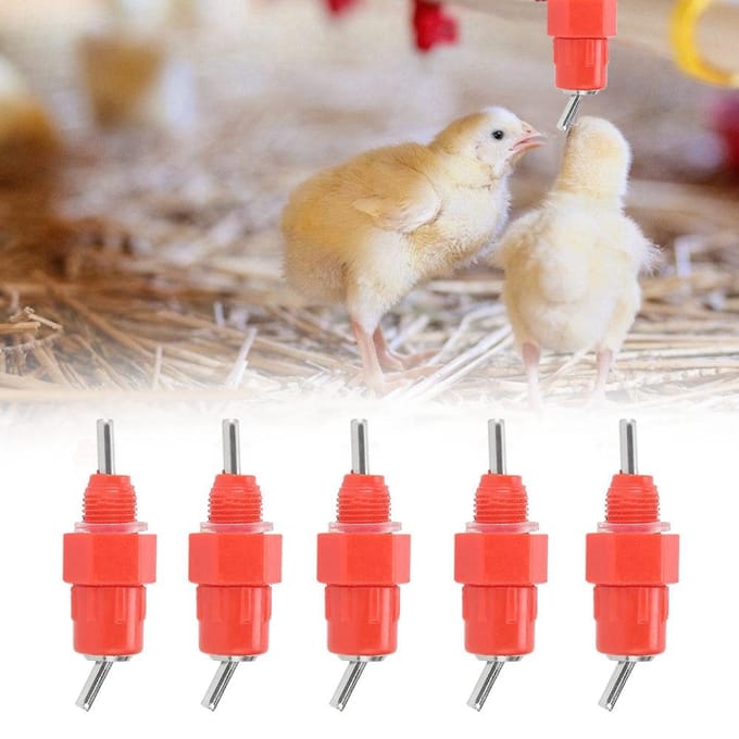 30 Pièces Abreuvoir Automatique pour Poulets Type Valve Abreuvoir pour Volaille Mamelon d'Abreuvement Accessoire d'Alimentation red
