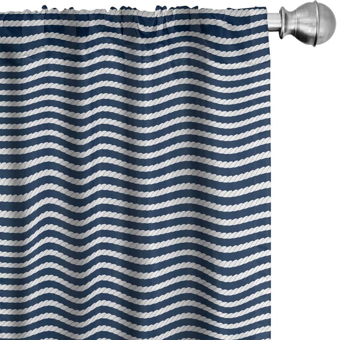 ABAKUHAUS Blauw-Witte Voorhangen 2x75x175 cm – Microvezel, halfdonker