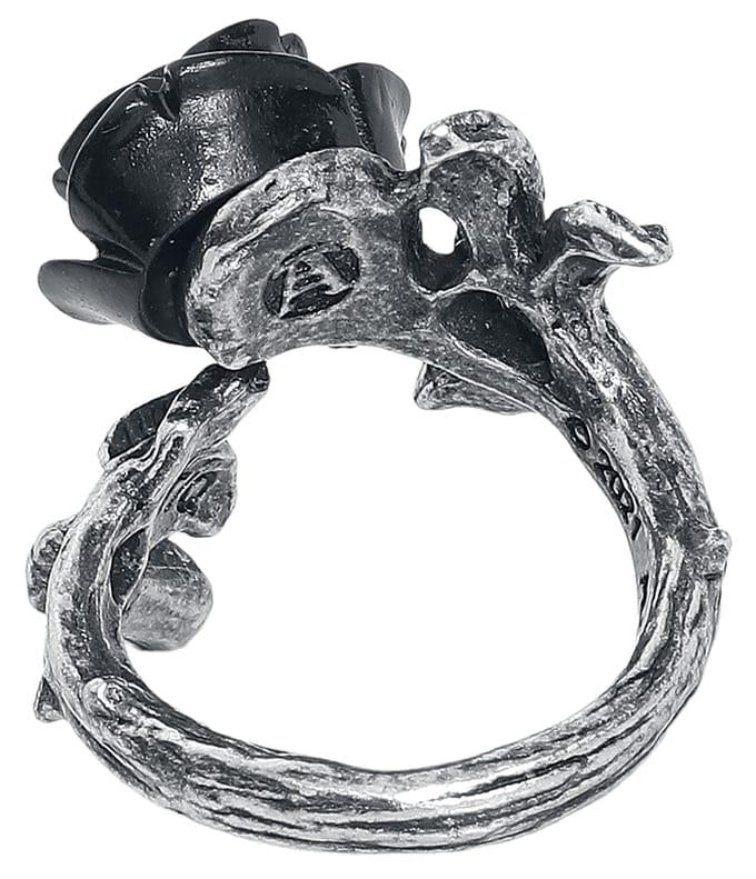 Alchemy Gothic - Gothic Ring - Wild Black Rose Ring - voor Vrouwen - zilverkleurig
