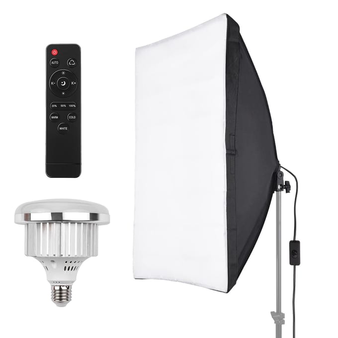 Studiofotografie Lichtset Softbox Verlichtingsset met 50x70cm Softbox + 45W 3200K-5600K Bi-color US Plug black