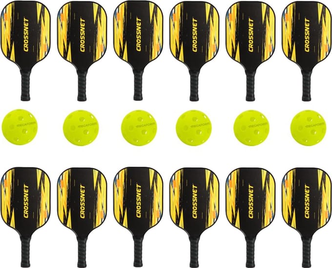Crossnet - Pickleball schoolset pro - Set van 12 rackets en 6 ballen