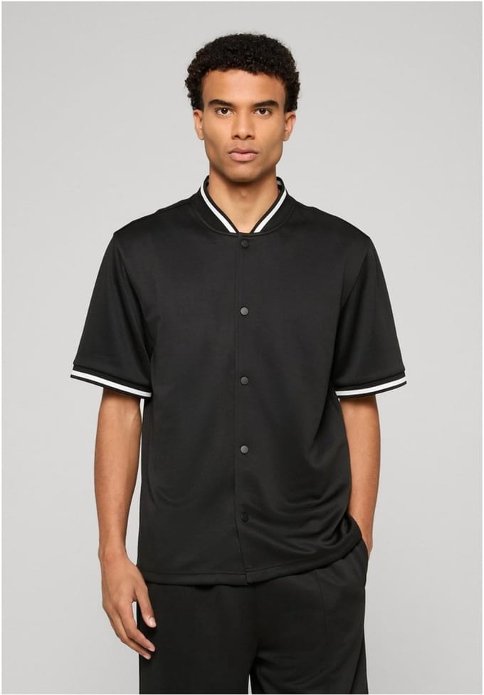Urban Classics - Interlock Baseball Overhemd - M - Zwart