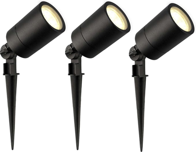 Ledvion - 3X LED Prikspots - 2700K - Zwart - 5W - IP65