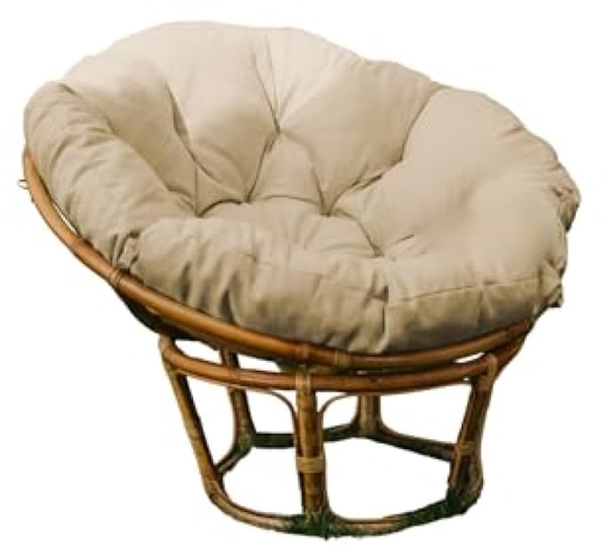 Papasan Rond Tuinfauteuilkussen Gewatteerd Zitkussen met Lussen - 50 cm, Crème