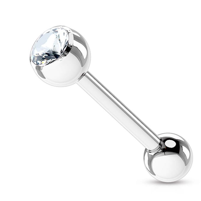 Piercing met zirkonia steen 1.6x16 - wit - LMPiercings