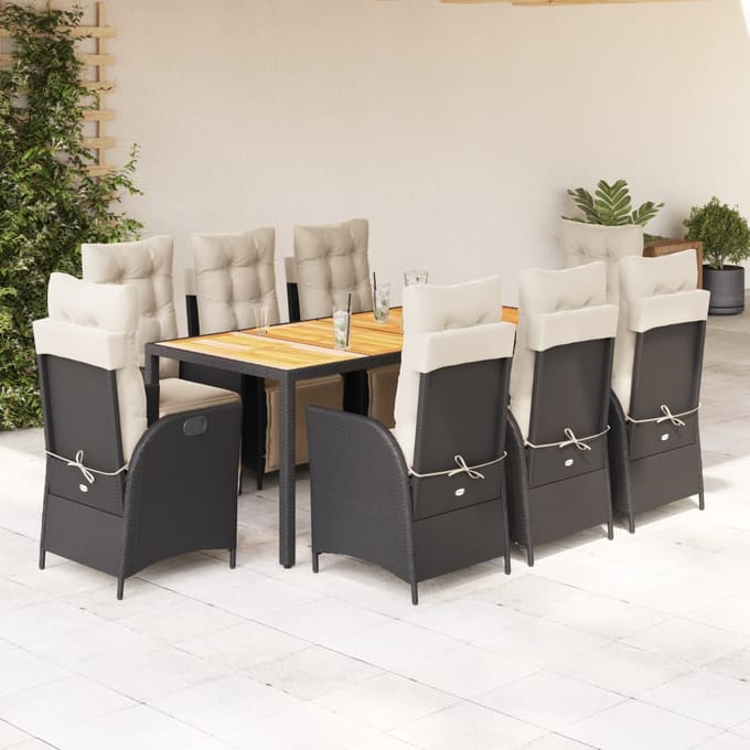 vidaXL - 9-delige - Tuinset - poly - rattan - zwart
