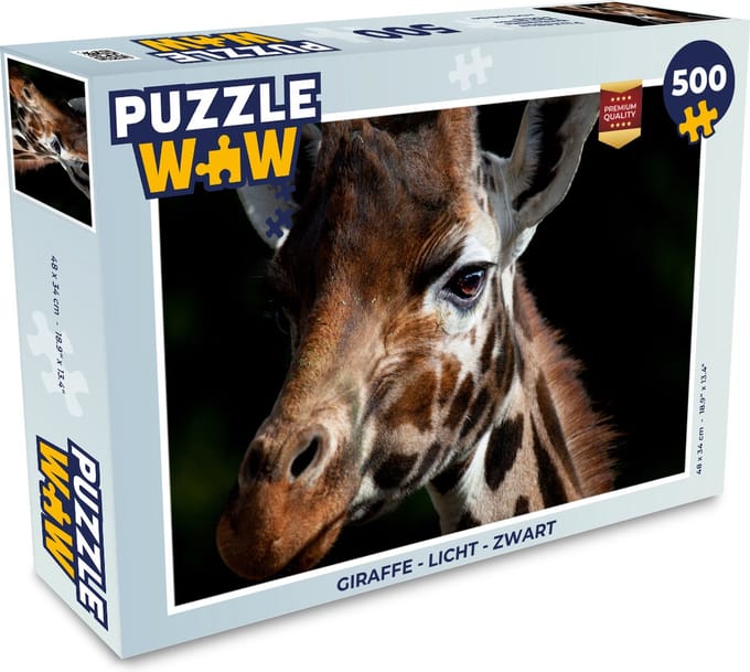 Puzzel Giraffe - Licht - Zwart - Legpuzzel - Puzzel 500 stukjes