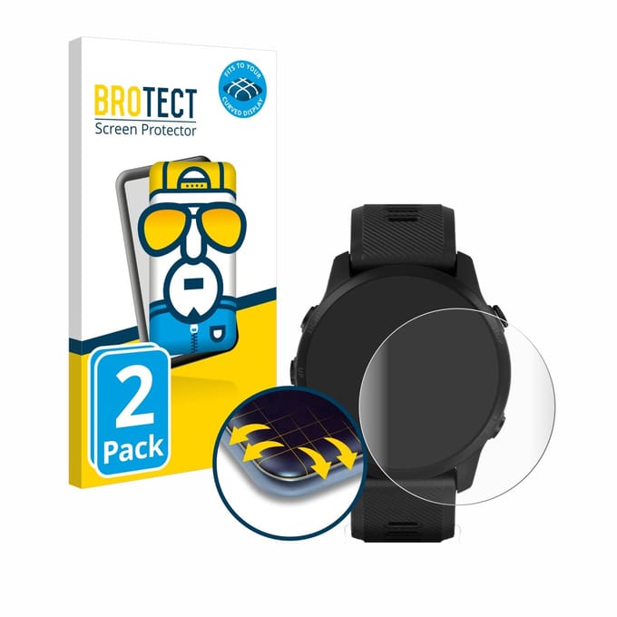BROTECT - Screenprotector voor Garmin Forerunner 945 LTE - Folie Beschermfolie transparant volledig dekking - 2 Stuks