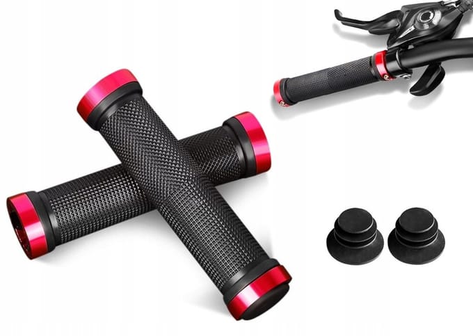Fietsstuurgrepen Rubber Zwart Rood 130mm - Comfort & Grip