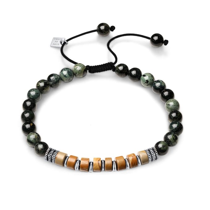 Twice As Nice Armband in edelstaal, groene stenen Zilverkleurig 19cm+5cm