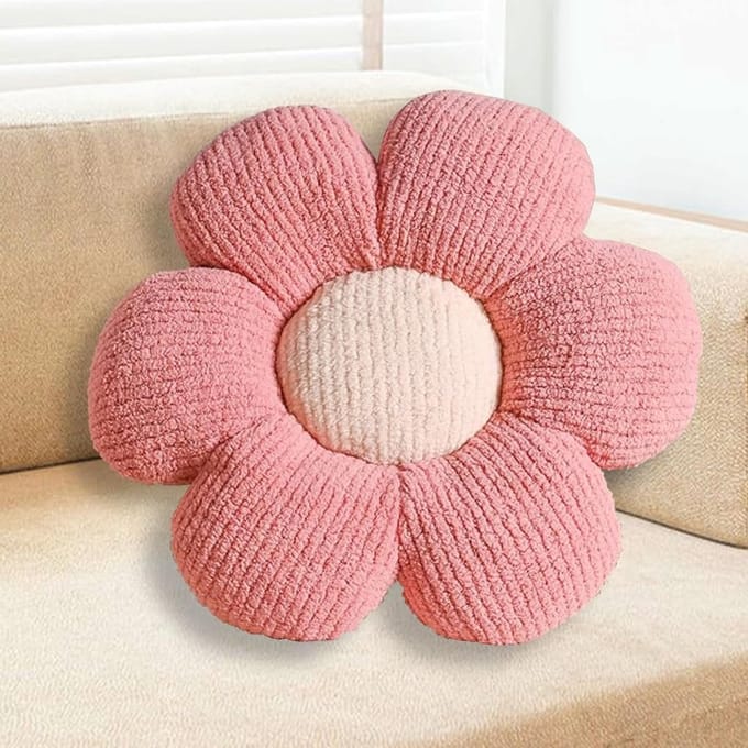 Bloedkussen - Pluche Sierkussen - Decoratie Kamer - 3D Bloemvorm - 40 cm - Roze